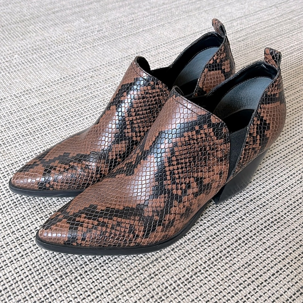 Marc Fisher Dalaran Snakeskin Leather Heeled Ankle Booties